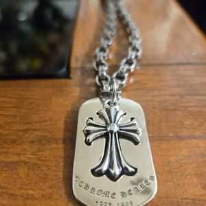 Chrome Hearts Cross Dog Tag Necklace
